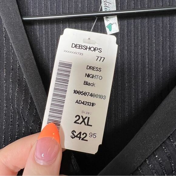 NWT Y2K Deb Auditions Black Sparkly Ribbed Dress 2X Plus Size Formal NOS - Picture 4 of 7